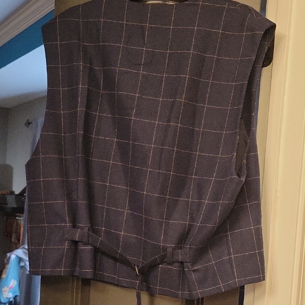 Vintage GAP Navy Windowpane Button-Front Vest - image 5